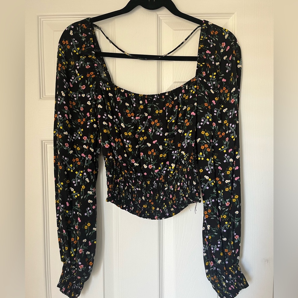 Floral Smocked Waist Women's Top